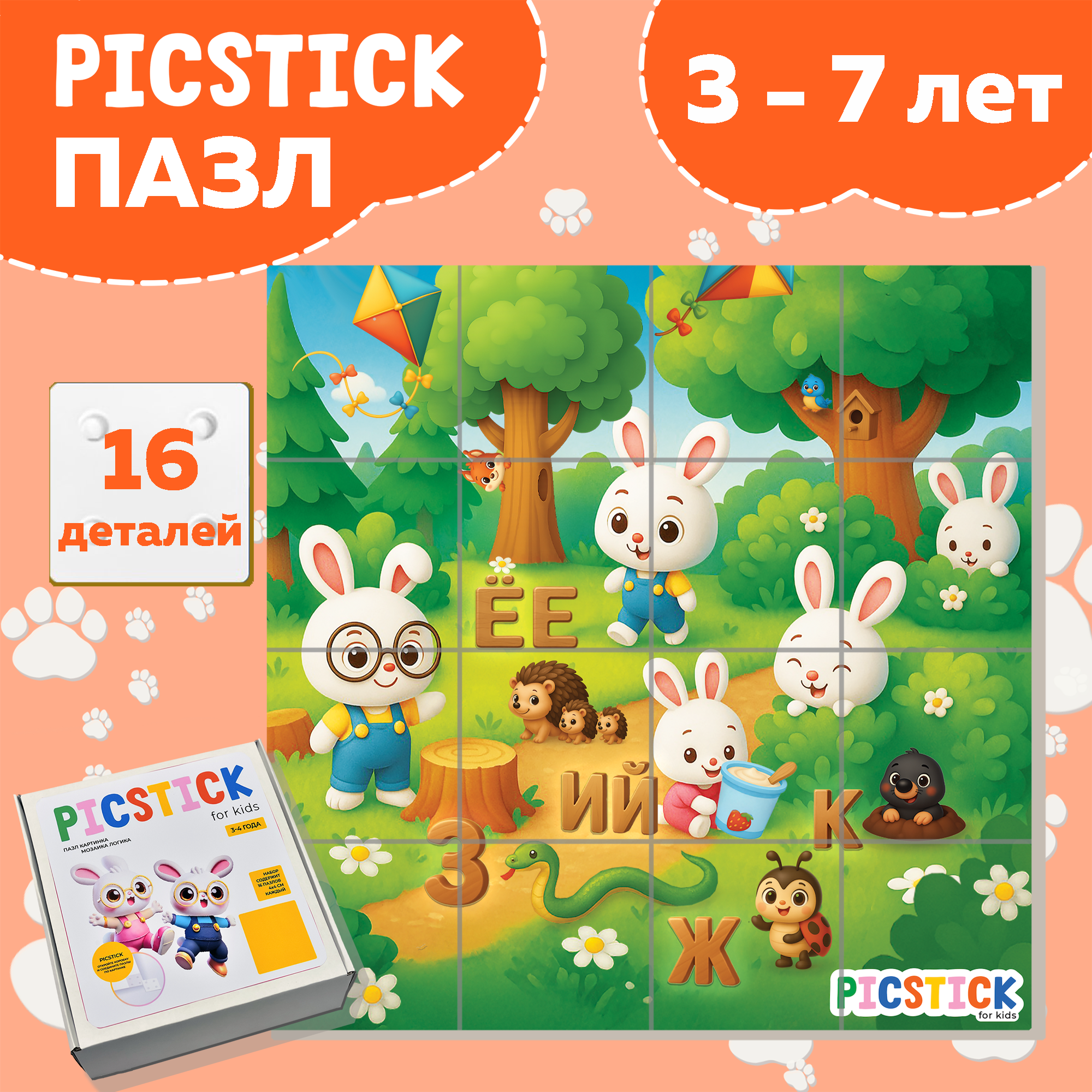 Пазл для детей Азбука Е-К