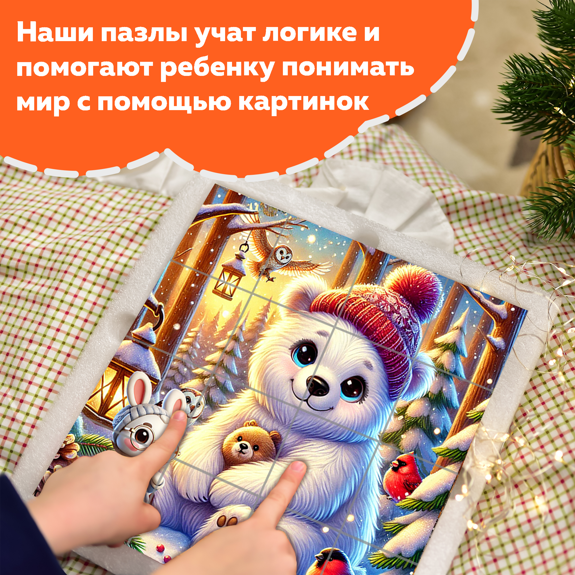 Пазл Picstick Пикстик Медвежонок зимой