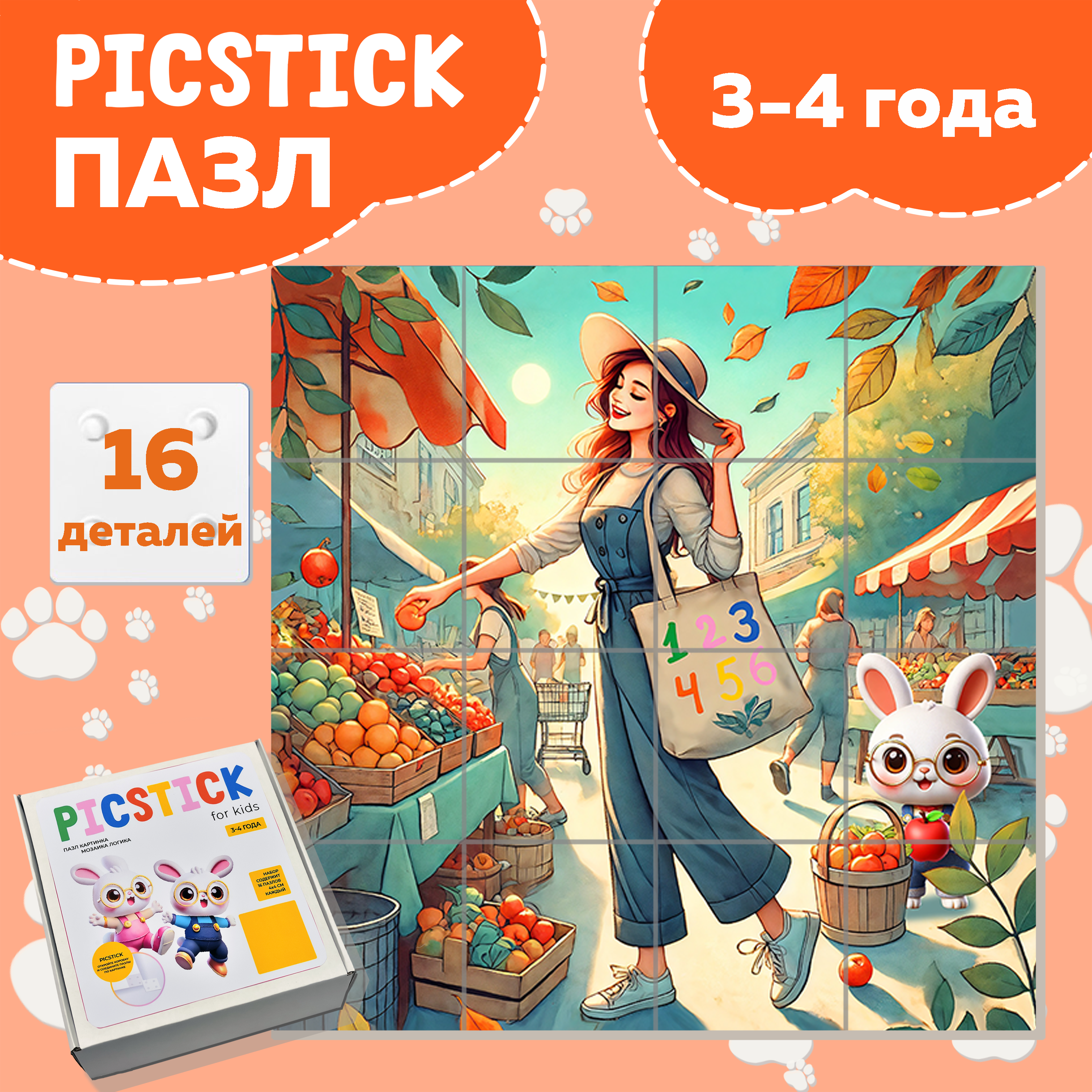 Пазл Picstick Пикстик ЭКО покупки (рынок)