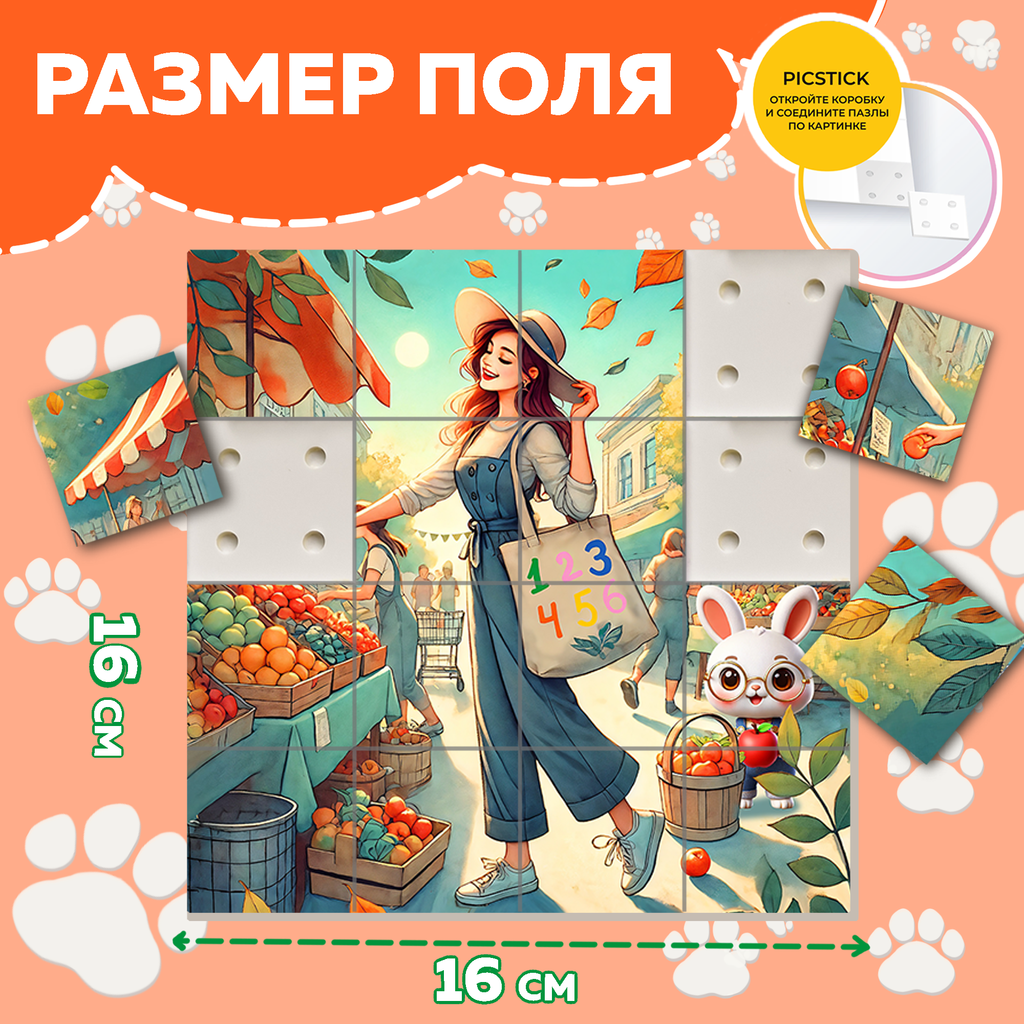 Пазл Picstick Пикстик ЭКО покупки (рынок)