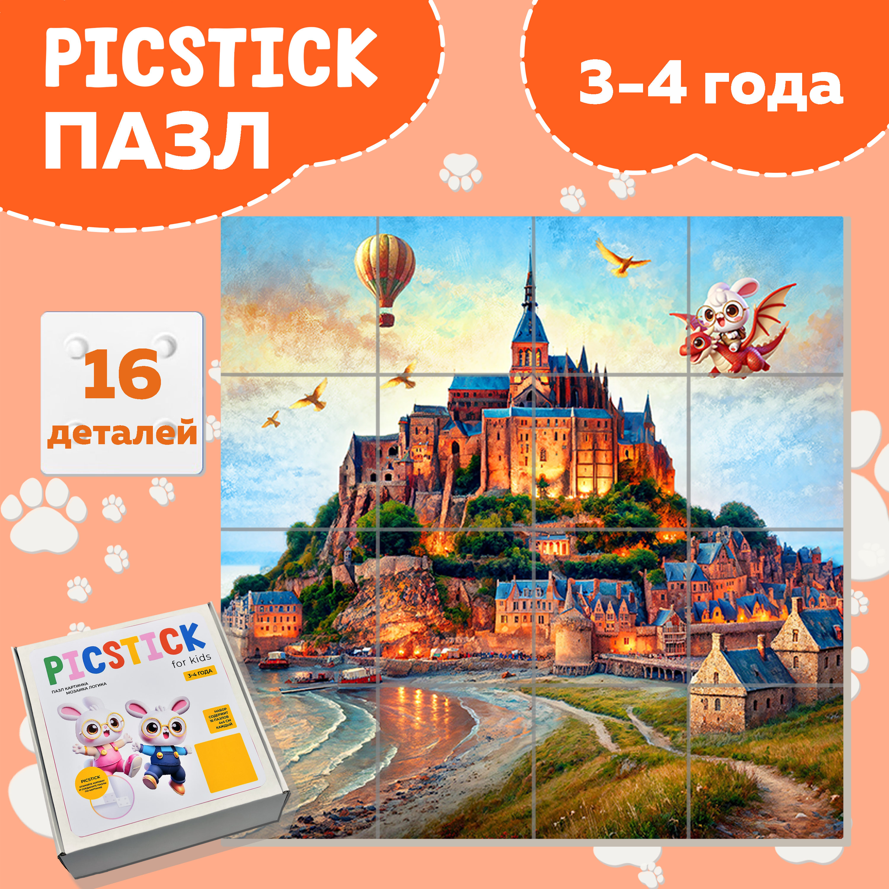 Пазл Picstick Пикстик Остров-крепость Мон-сен-Мишель