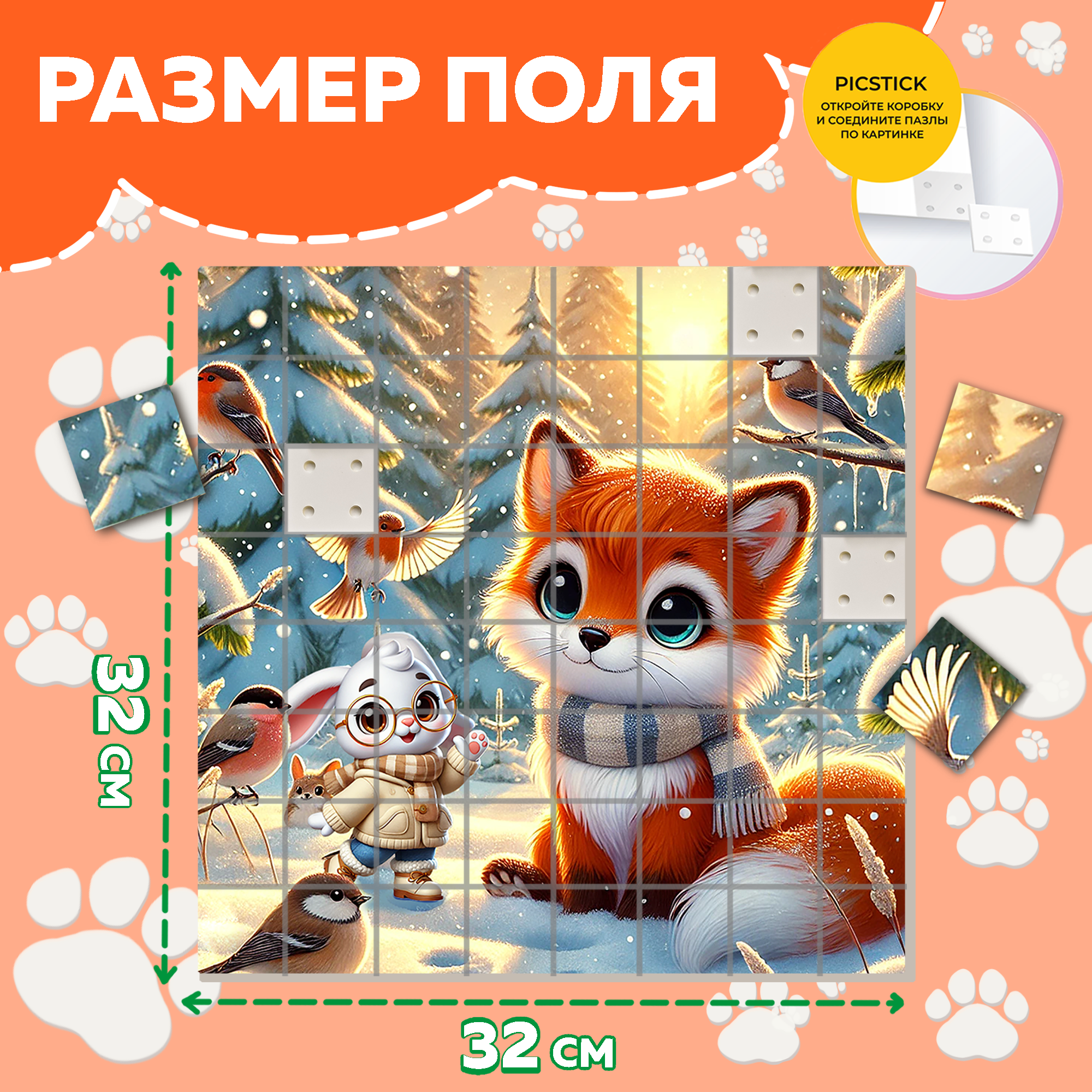 Пазл Picstick Пикстик Лисенок зимой