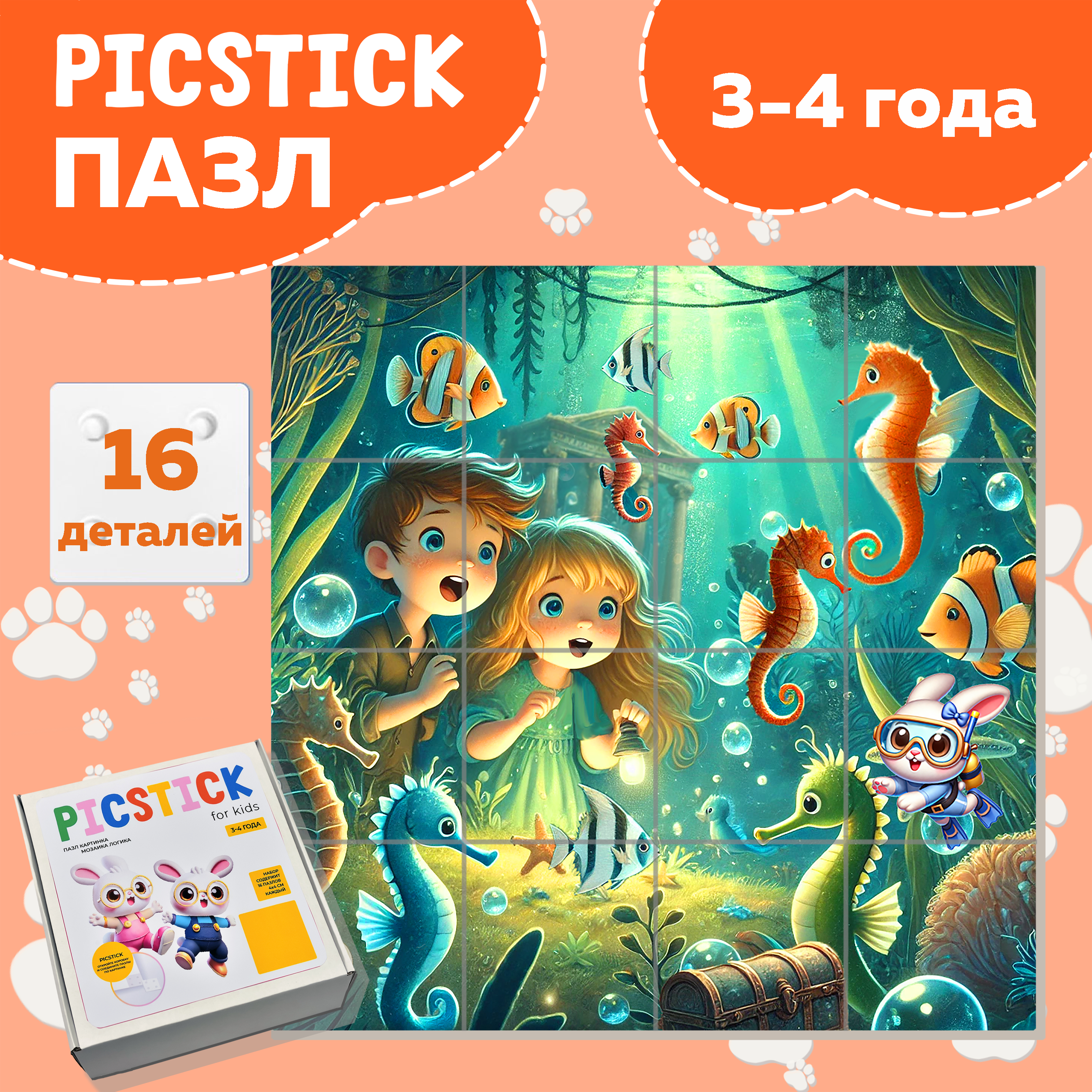 Пазл Picstick Пикстик Волшебный аквариум
