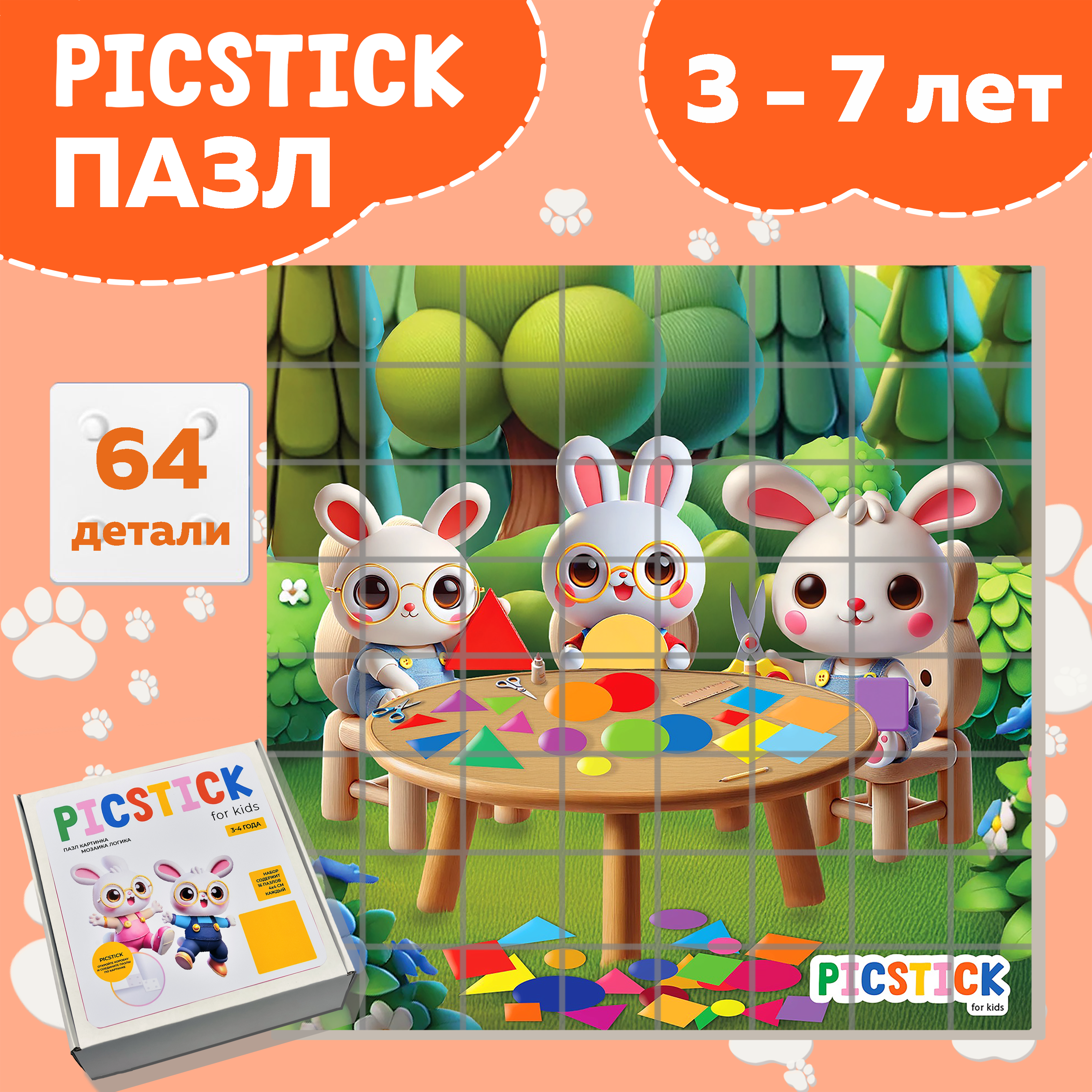 Пазл Picstick Пикстик Мастерская форм и цветов