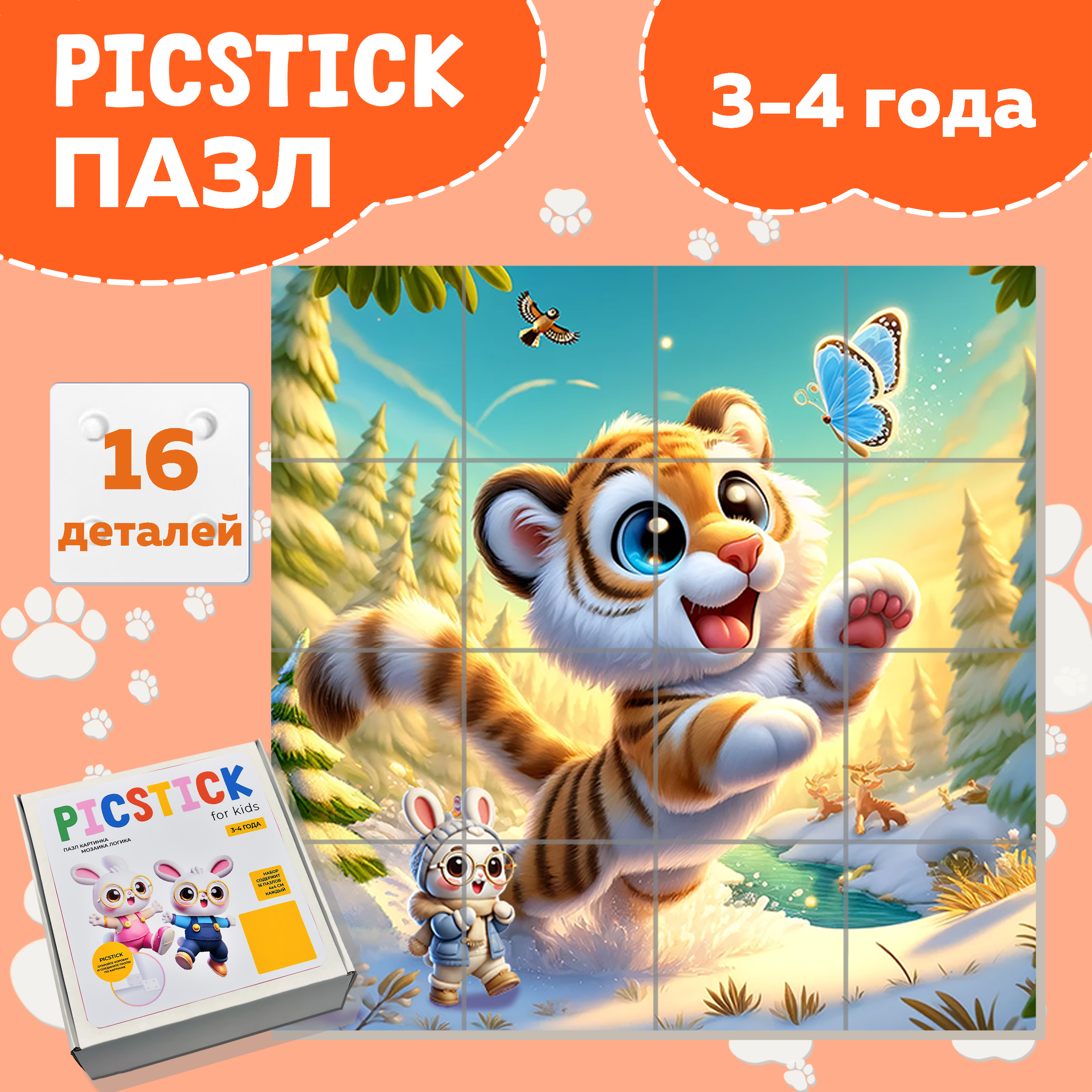 Пазл Picstick Пикстик Маленький тигр