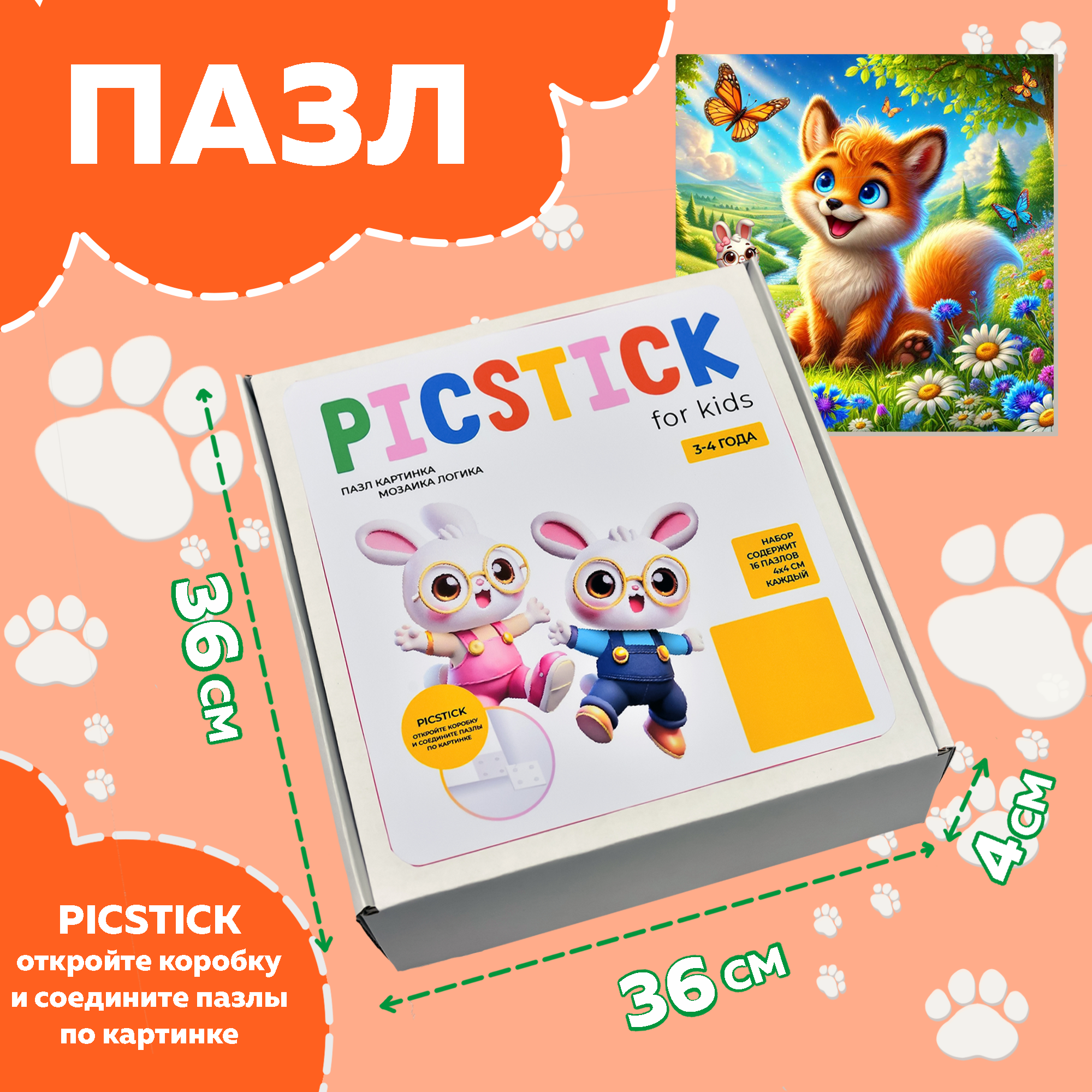 Пазл Picstick Пикстик Лисенок
