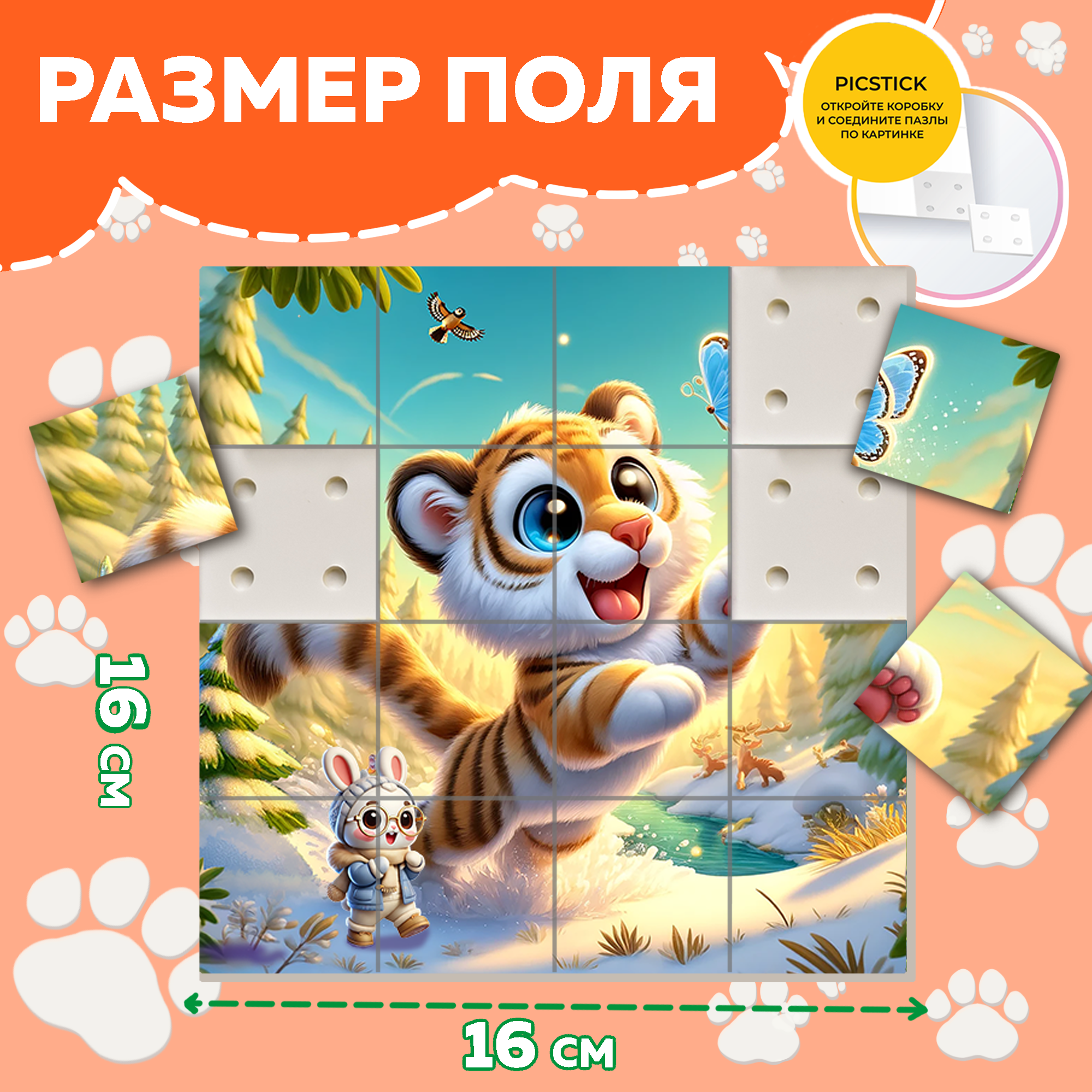 Пазл Picstick Пикстик Маленький тигр