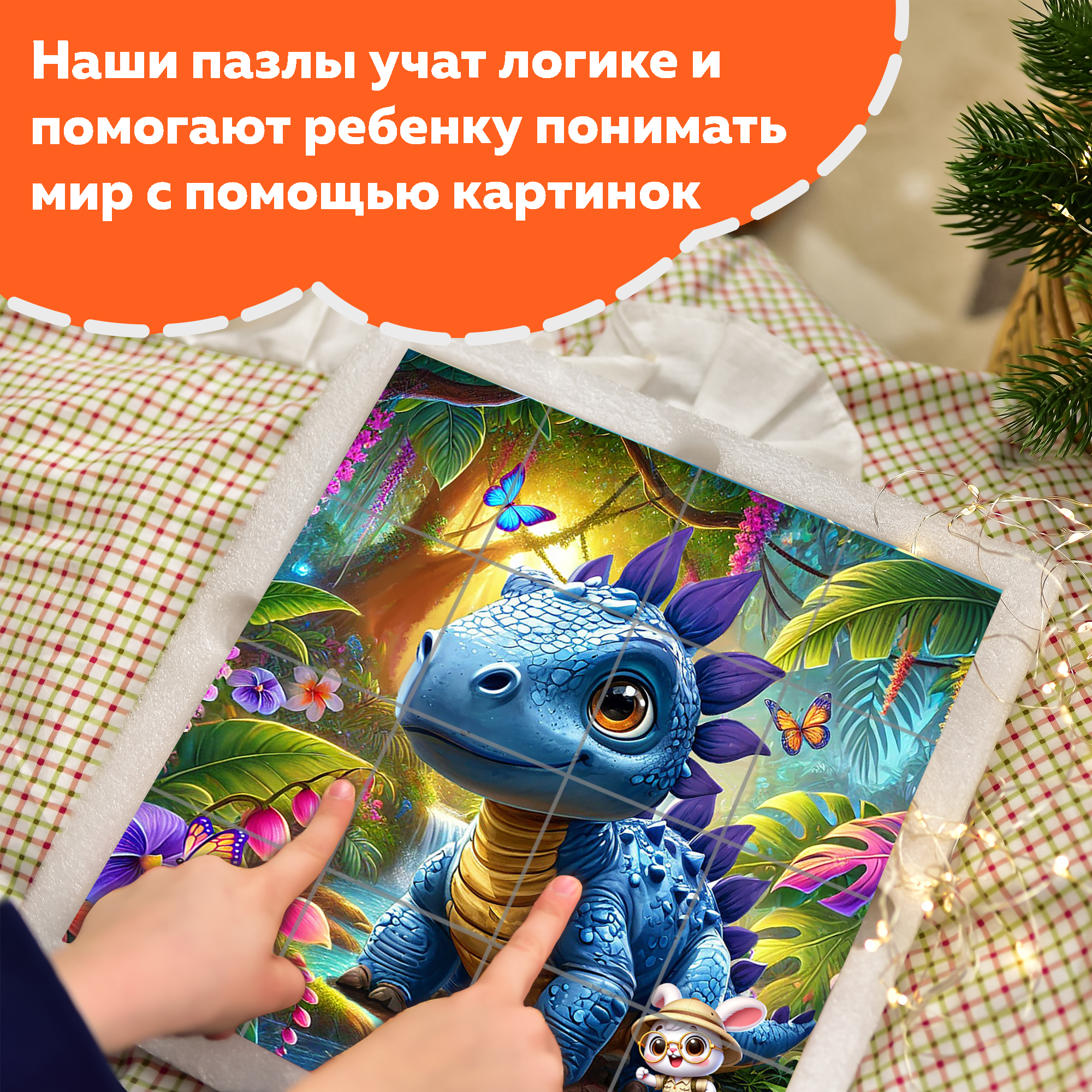 Пазл Picstick Пиксти Синий динозавр