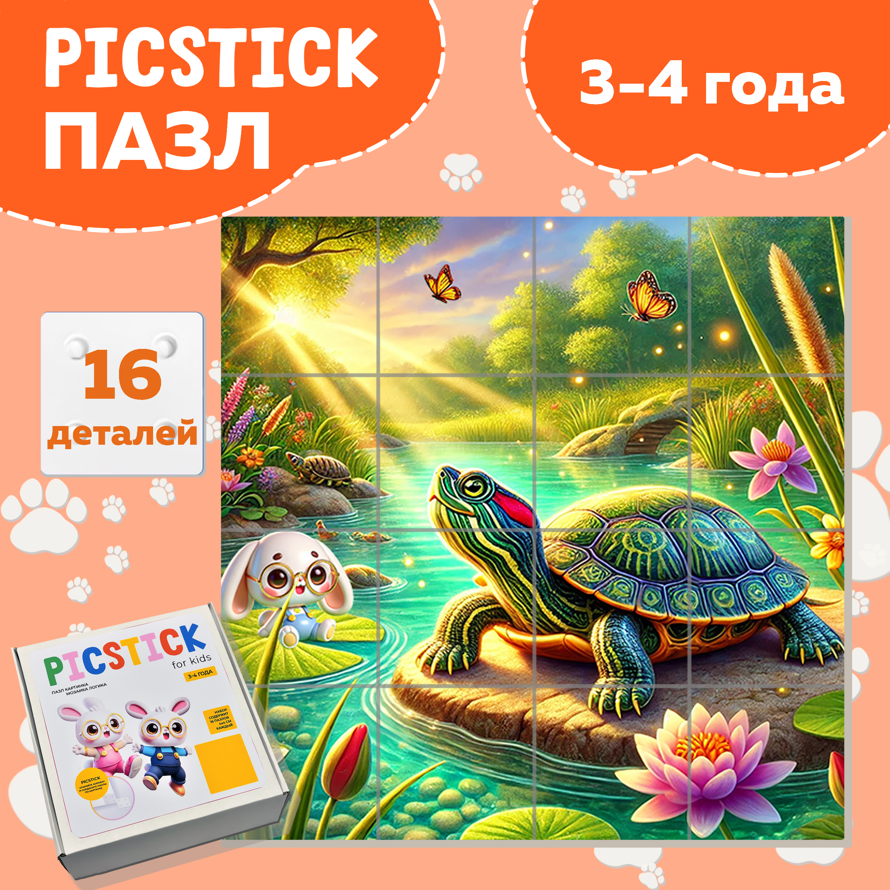 Пазл Picstick Пикстик Красноухая черепаха
