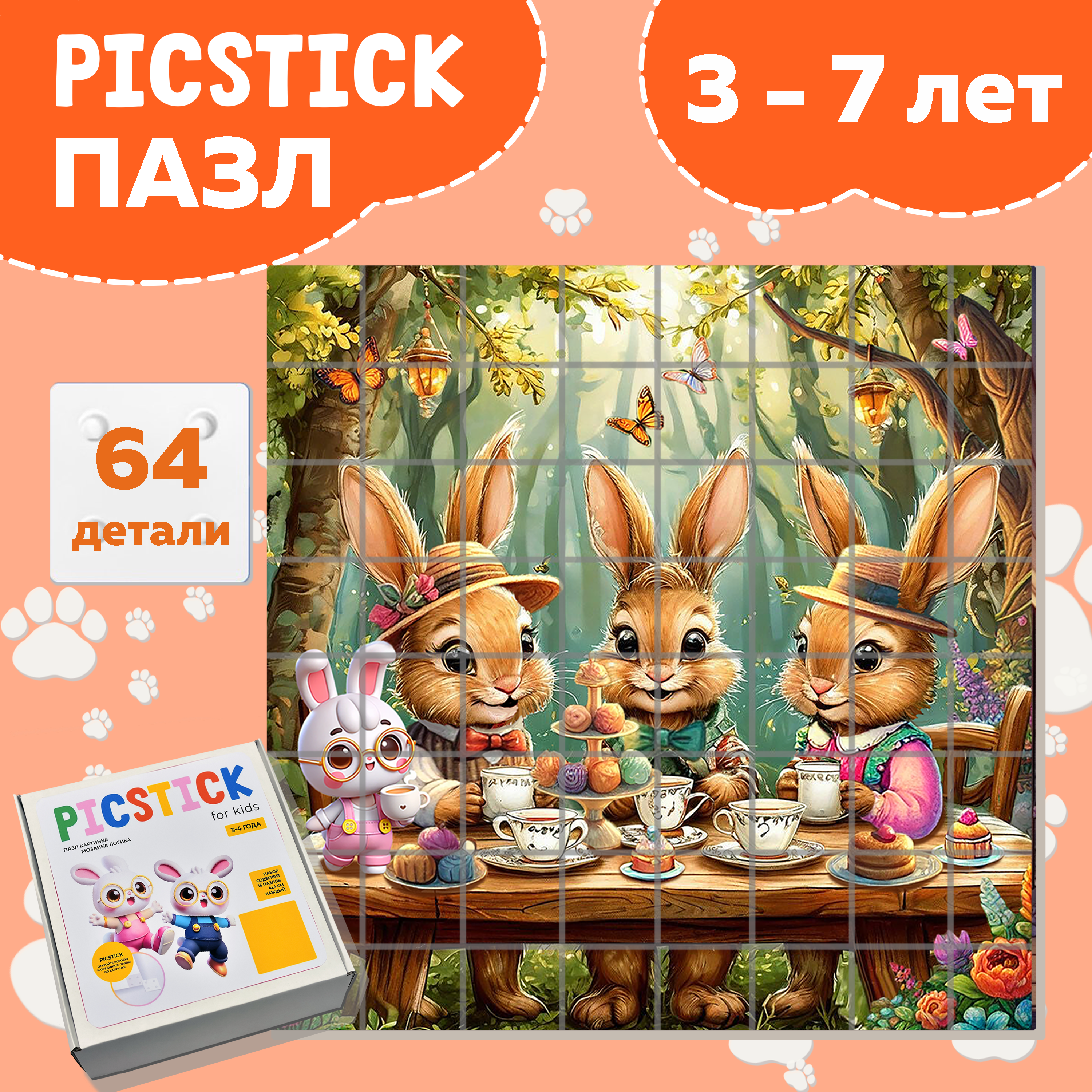Пазл Picstick Пикстик Лесное чаепитие