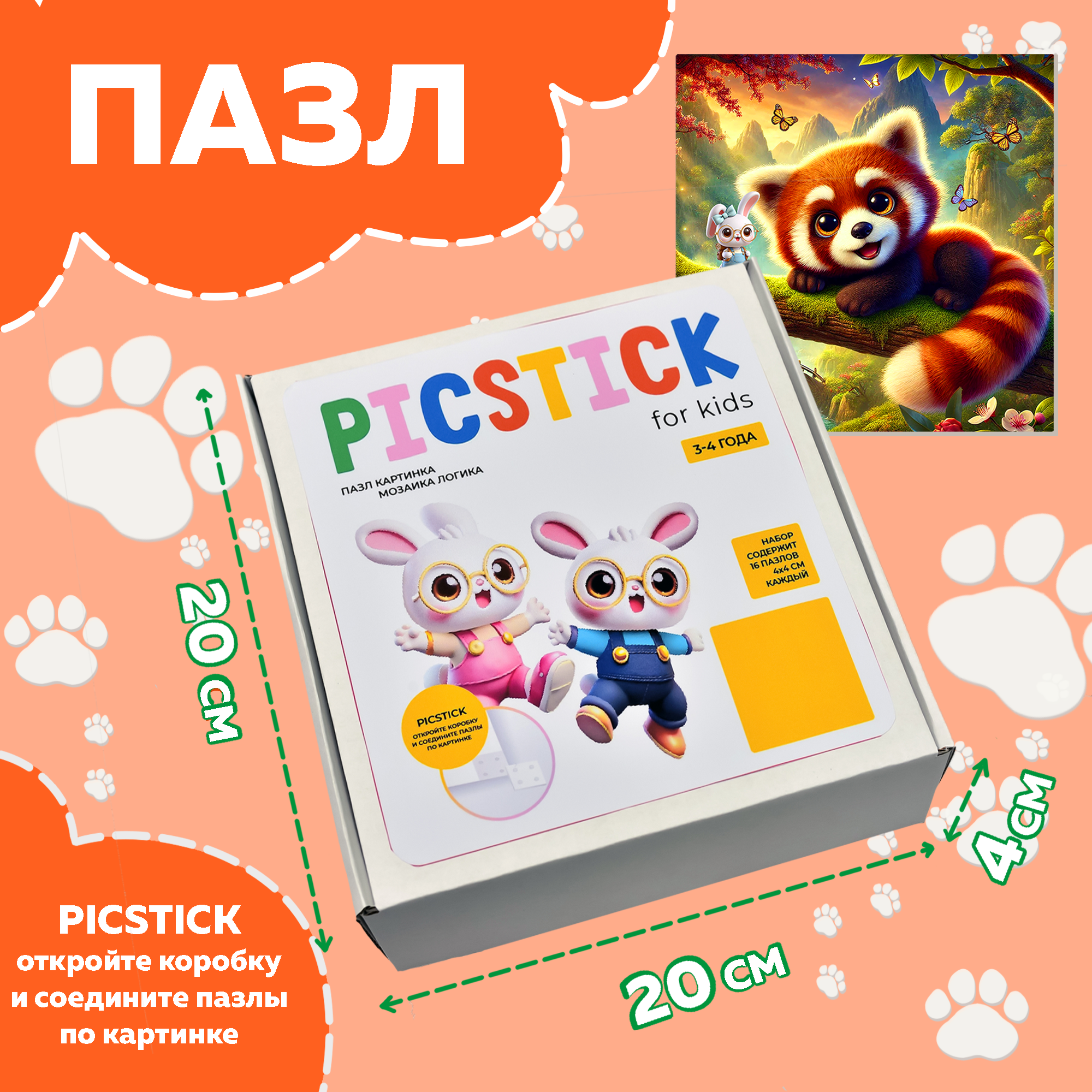 Пазл Picstick Пикстик Маленькая красная панда