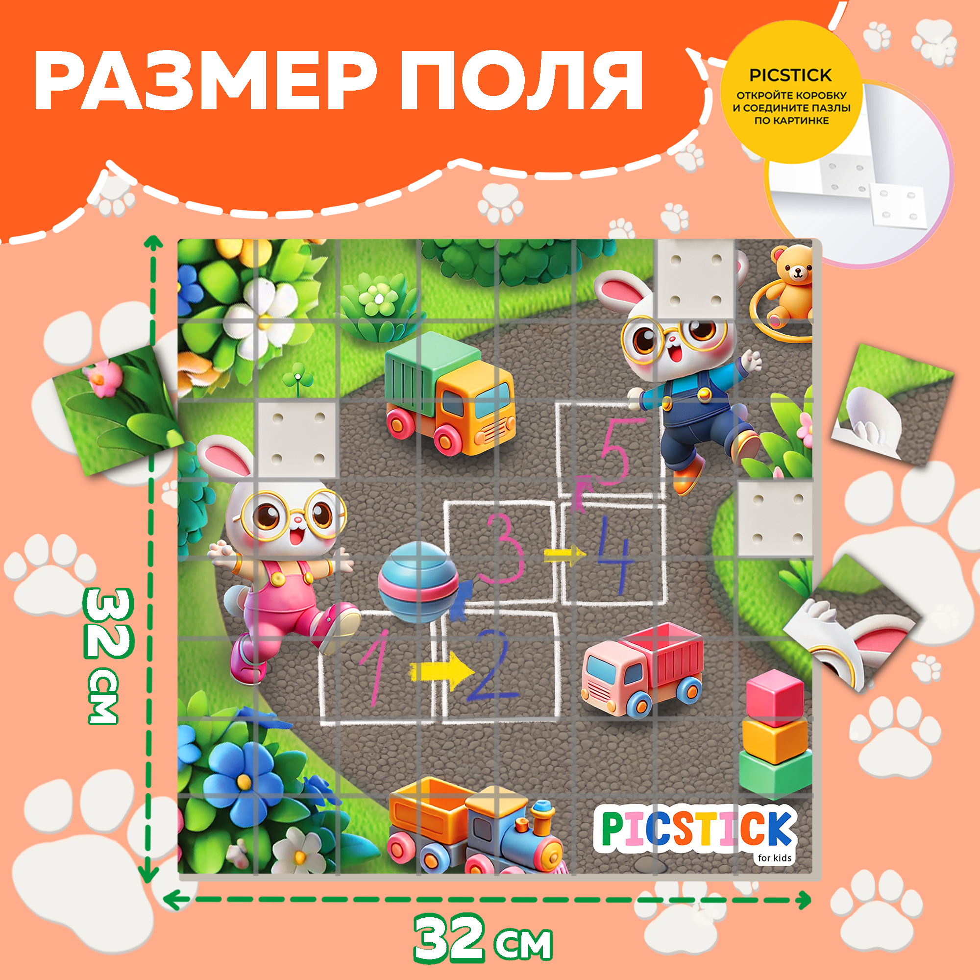Пазл Picstick Пикстик Веселые прыжки и цифры