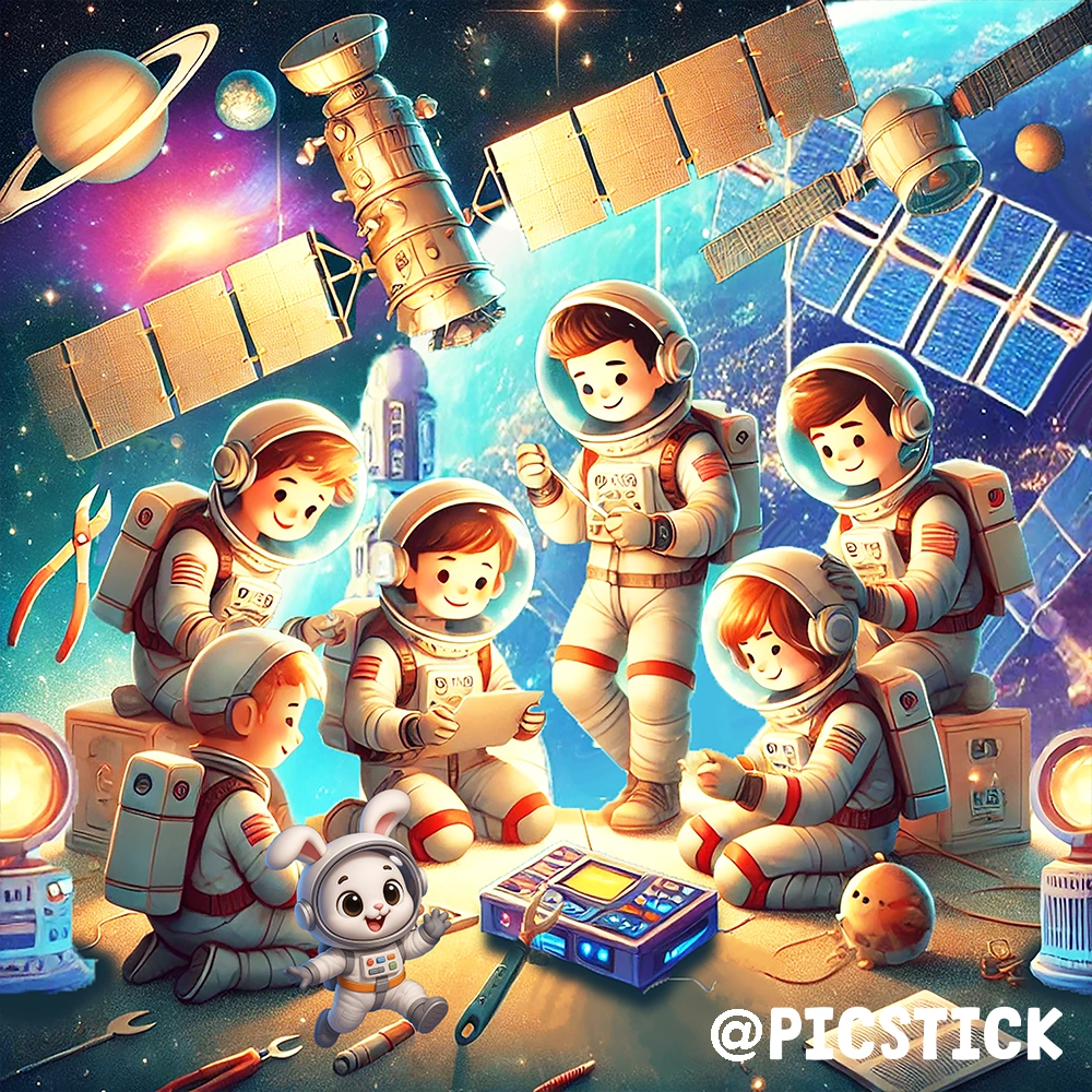 Пазл Picstick Пикстик Космические инженеры (XS (16x16 см, 16 эл, 3 года), 00263)