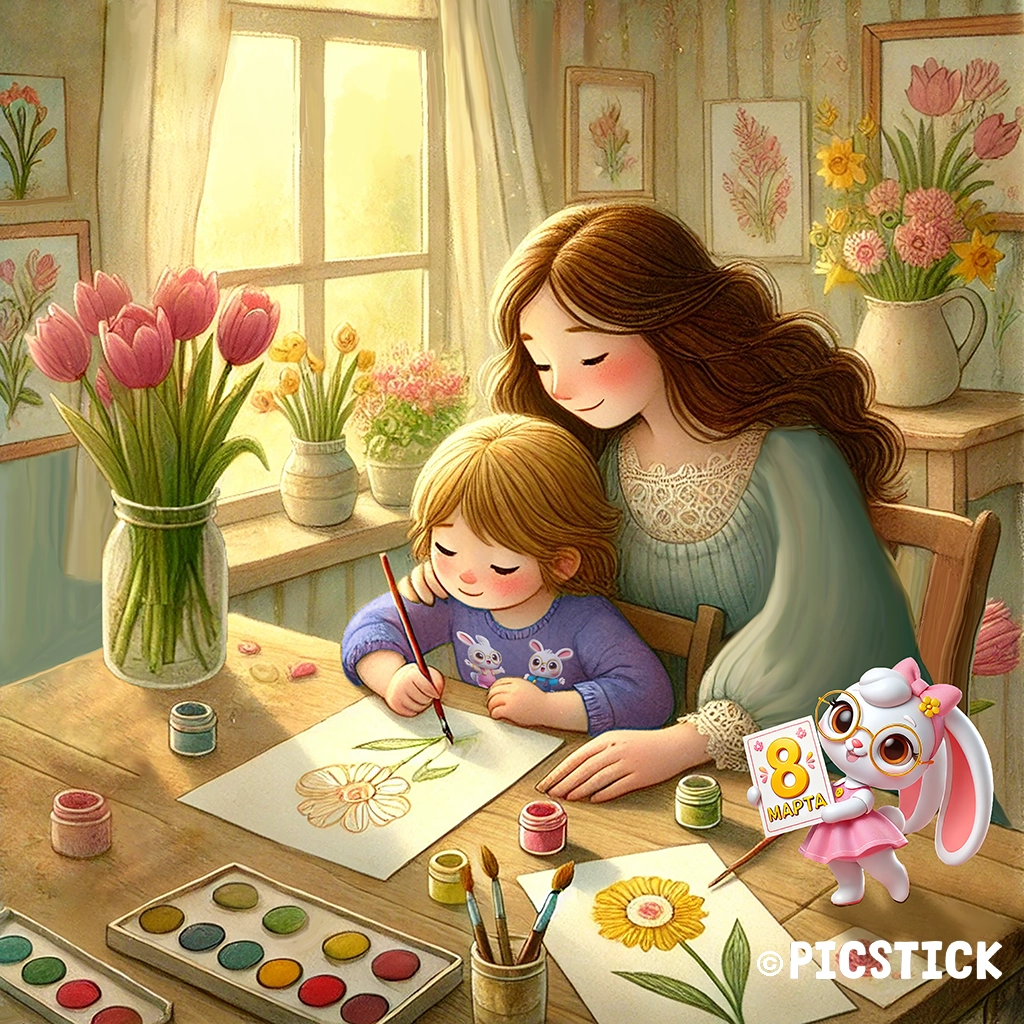Пазл Picstick Пикстик Открытка для мамы (XS (16x16 см, 16 эл, 3 года), 00401)